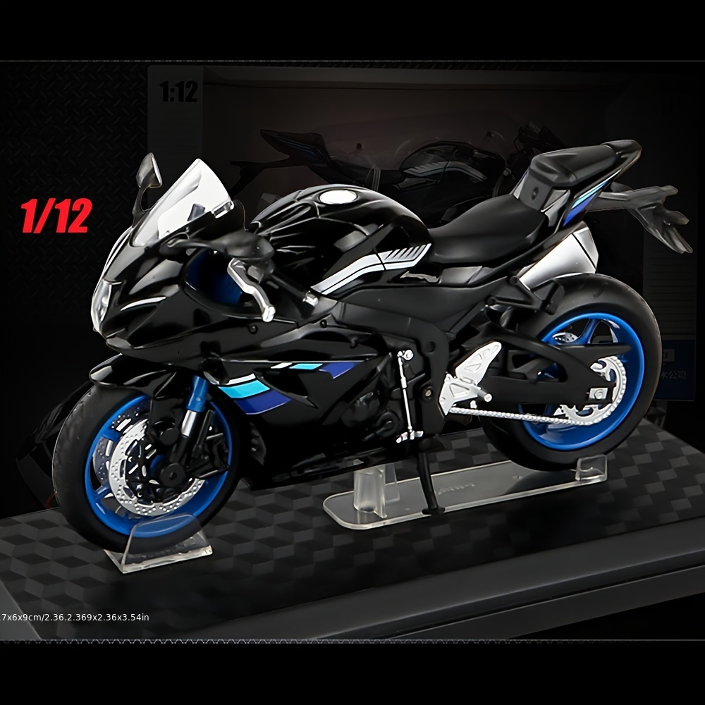 青と黒の動くおもちゃ 1/12 】バイク モデル ブルー 合金ホイール搭載 リアルなコレクタブル