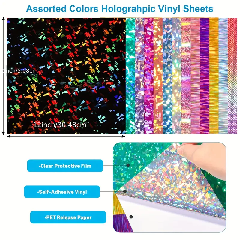 Holographic Glitter Vinyl Adhesive Vinyl Roll For Cricut - Temu