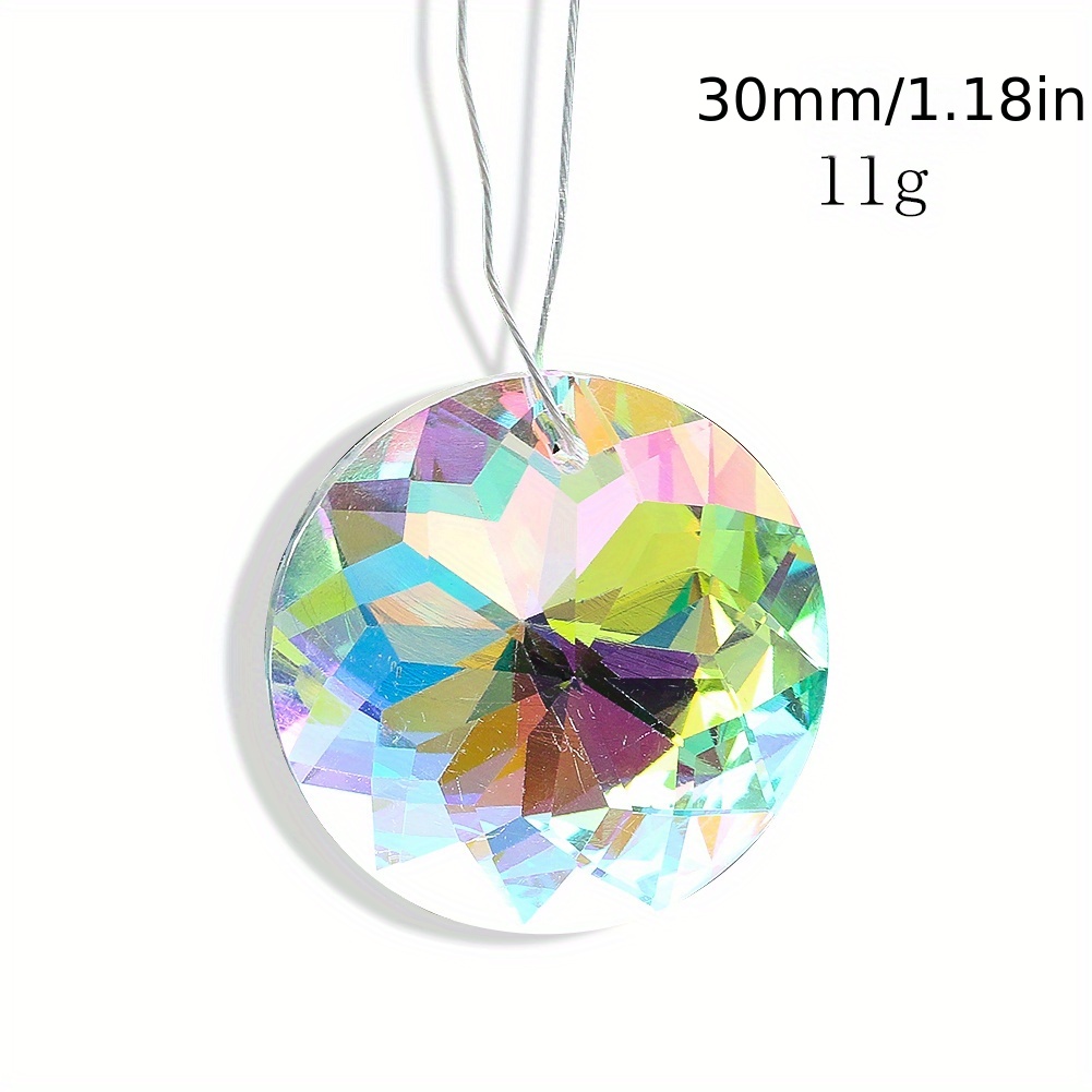 1pc Arc-en-ciel Cristal Attrape-soleil Prisme AB Couleur Brillant Étincelle  Fleur À Facettes Verre Rond Pendentif Lustre Pièces Bricolage Maison Maria