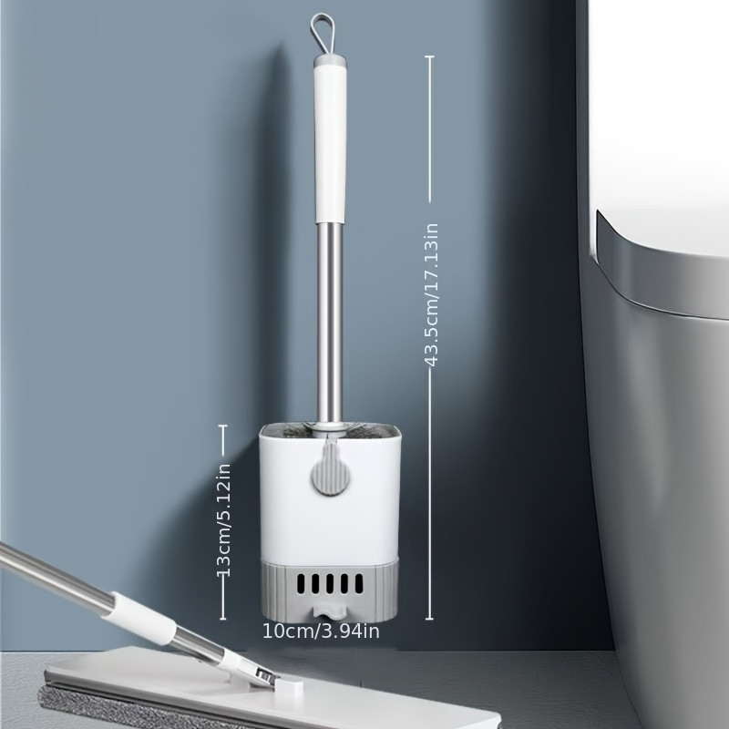 wall mounted toilet brush set with long handle flexible no dead corner design for easy bathroom cleaning   stand essential back to school supplies Product details 2