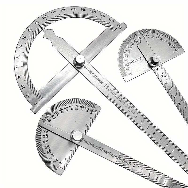 Stainless Steel Protractor Angle Ruler 180 Degree Square Woodworking