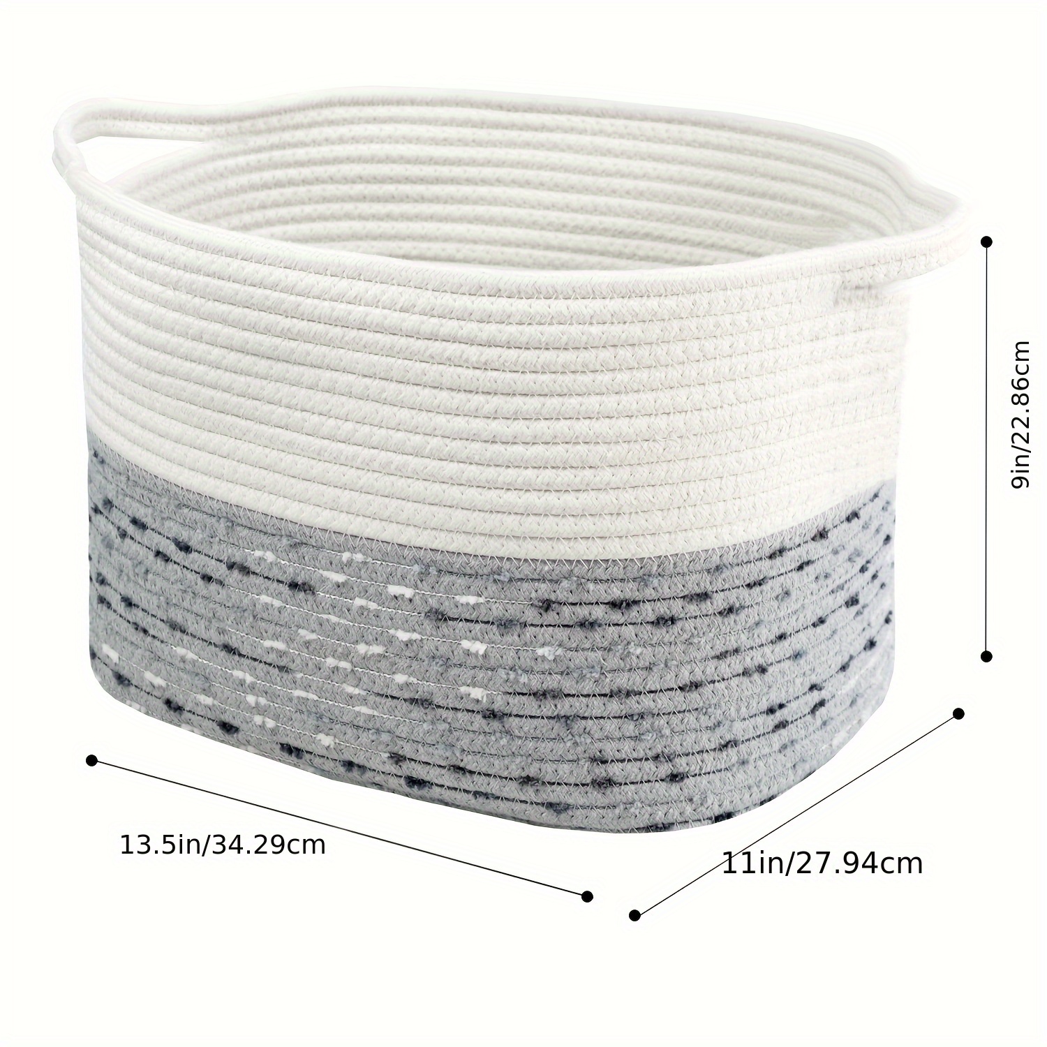 Rope Woven Storage Basket With Handles And White Fabric - Temu