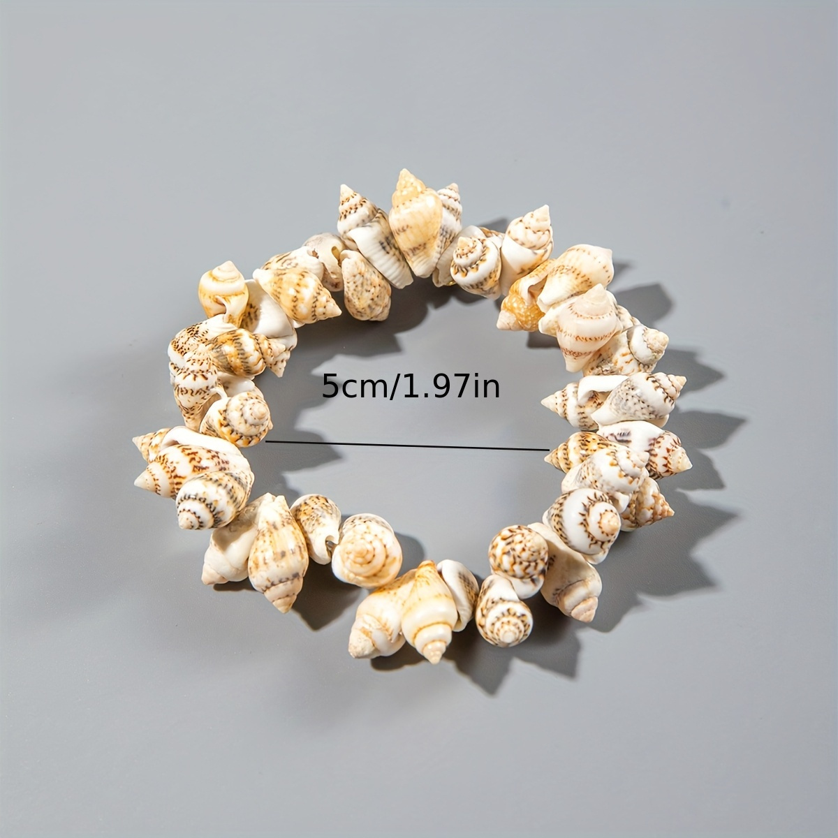 4 Seasons Natural Sea Shell Bead Bracelet with Golden Accents