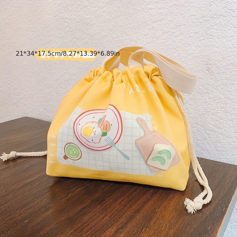 Japanese Style Lunch Box Bag Drawstring Lunch Bag Bento Tote Pouch Portable  Children Storage Box Travel Tableware Storage Bag