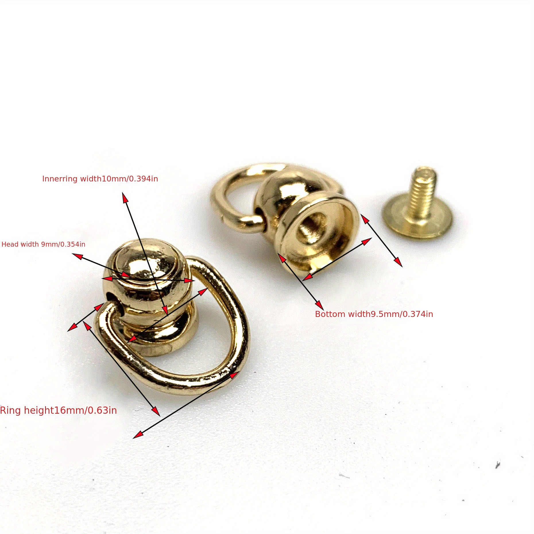 Brass Ball Studs Rivets D Ring for Leather Crossbody Purse Craft Nail  Chicago Stud Screw 360 Degree Rotate Ball Post Head Button