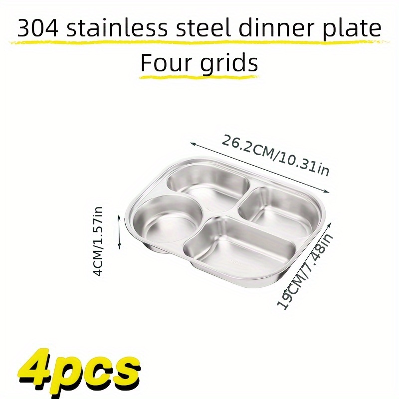 4 teiliges edelstahl teller set unterteilungen verstärktes