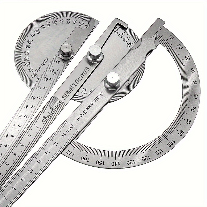 Stainless Steel Protractor Angle Ruler 180 Degree Square Woodworking