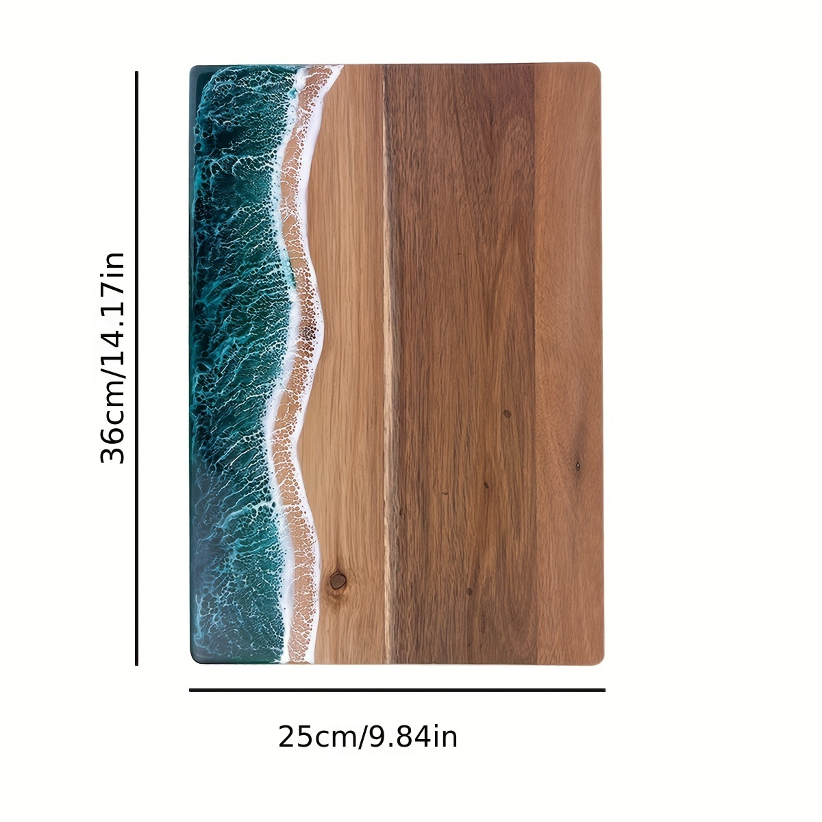 Image of Wave Resin Acacia Wood Cutting Board - 1pc Home Board - Fruit And Vegetable Slicer, With Unique Wavy Design, Suitable For Fruits, Steaks, Etc