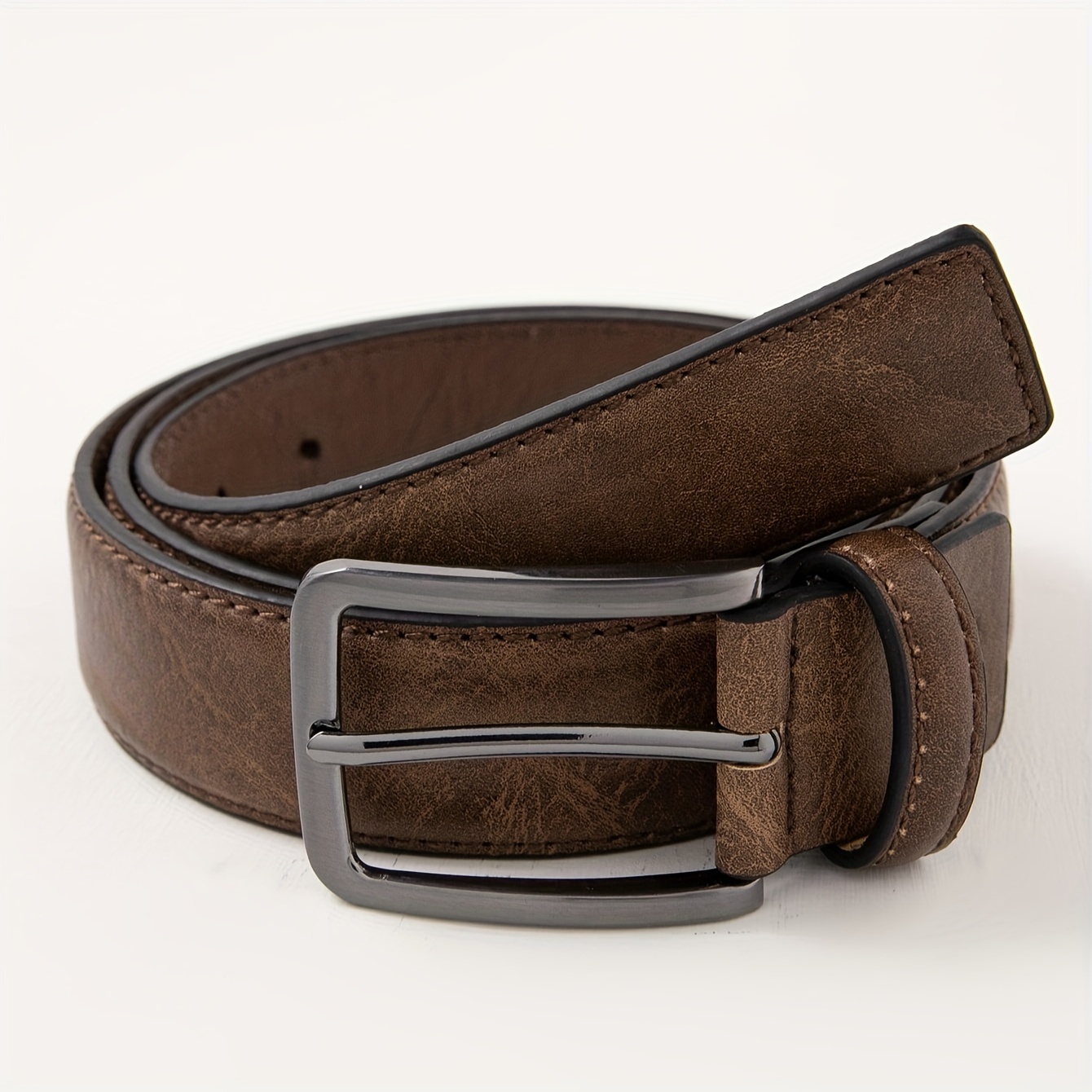 Buy Men Brown Textured Leather Business Casual Belt Online - 683298