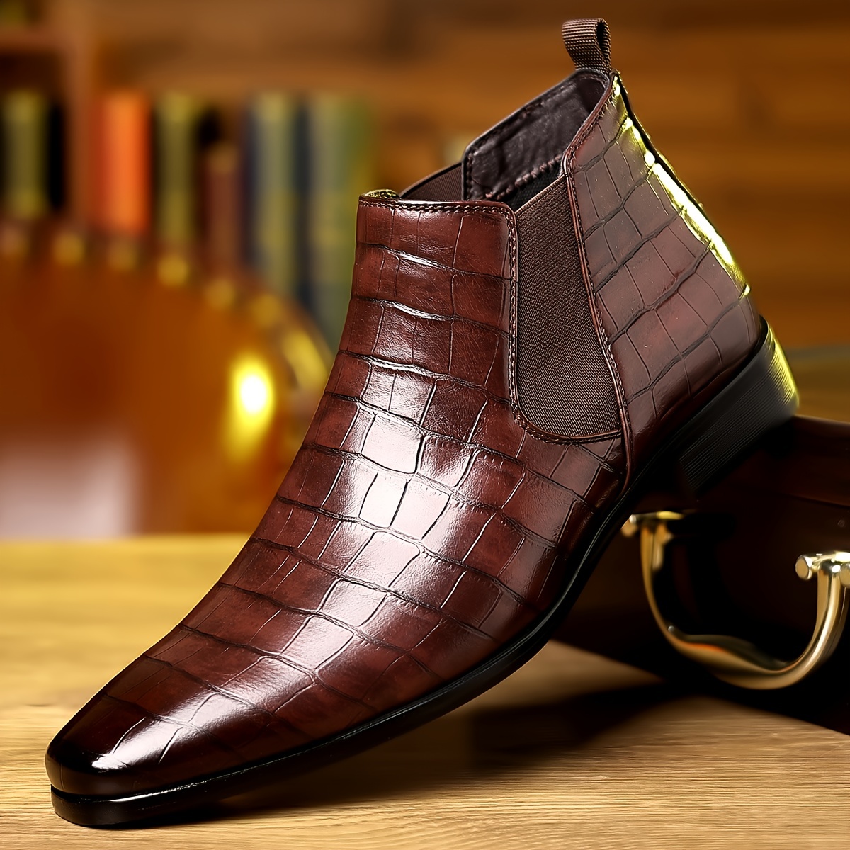 Handmade Brown Leather Chelsea Ankle Boots with Zip Closure, Men Ankle Boots