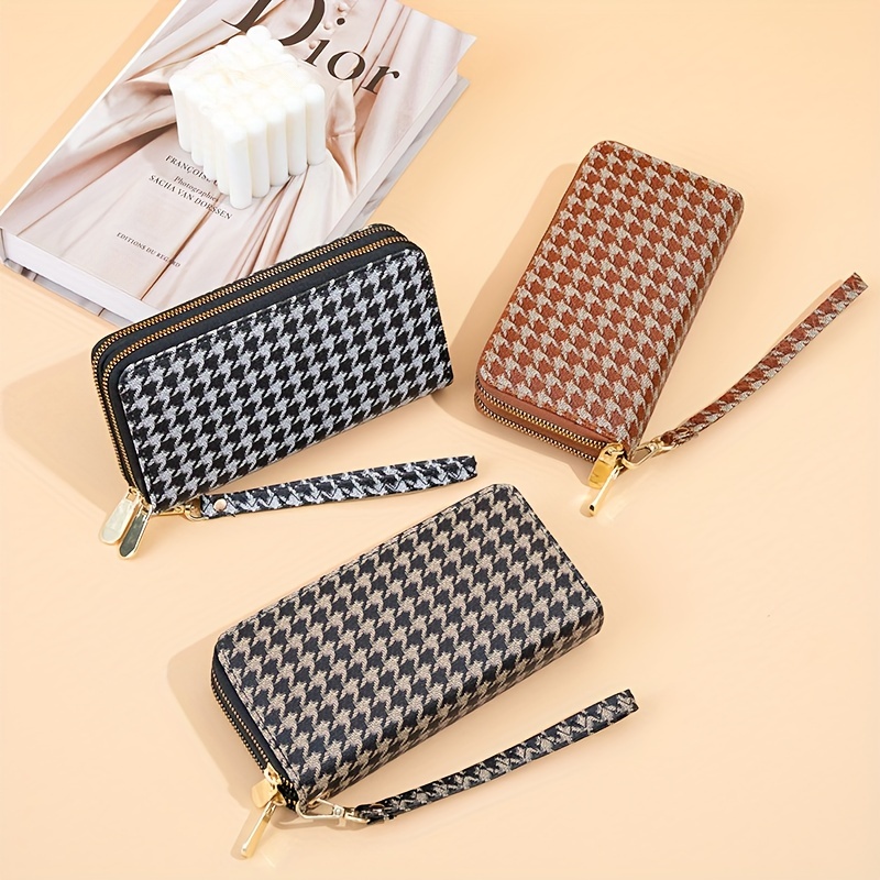 Womens Leather Wallet Ladies Wallets With Rfid Protection Black Large  Capacity Trifold Change Purse Checkered Wallet Card Holder Wristlet Wallets  For
