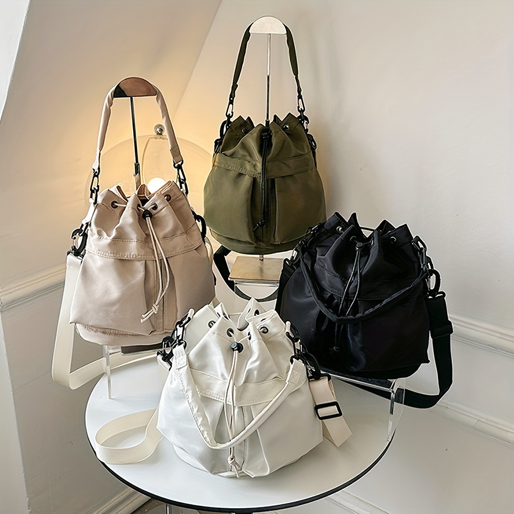 Geo Pattern Bucket Bag, Small Drawstring Design Crossbody Bag, Women's Pu  Leather Shoulder Purse - Temu