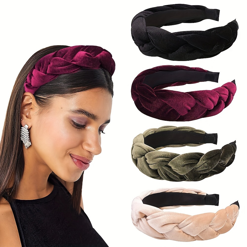 Women Fashion Wide Headband Twist Knotted Hair Band Ladies Retro Bow  Hairband Velvet Big Bow Headwrap