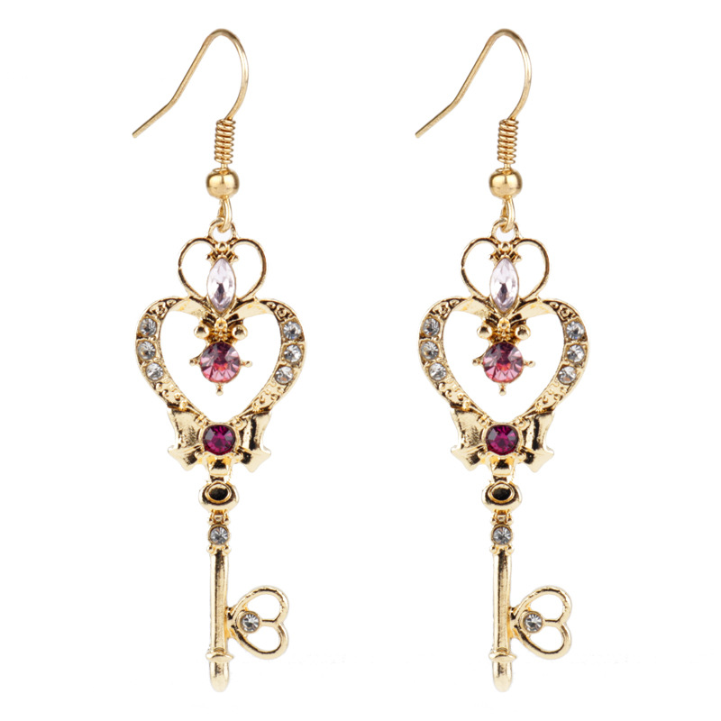  Heart Lock and Key Earrings, 14K Gold: Dangle Earrings:  Clothing, Shoes & Jewelry