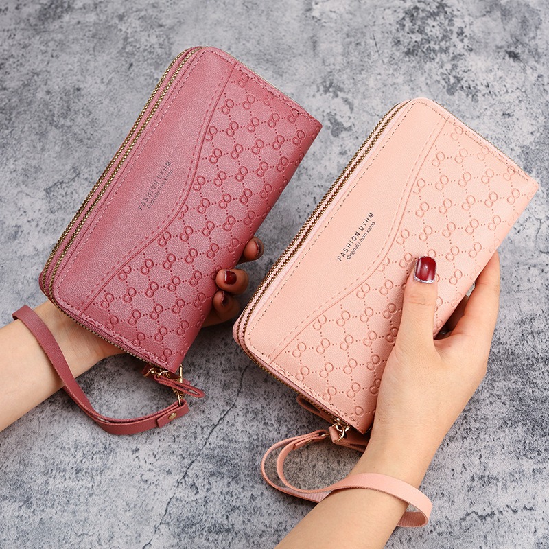  Large Faux Leather Wallet for Women, Long Women's Zip Around  Wallet Clutch Travel Tassel Purse Wristlet In Colorblock Leather With Eight  Card Slots Money Organizer and Phone Holder (Pink Red) 