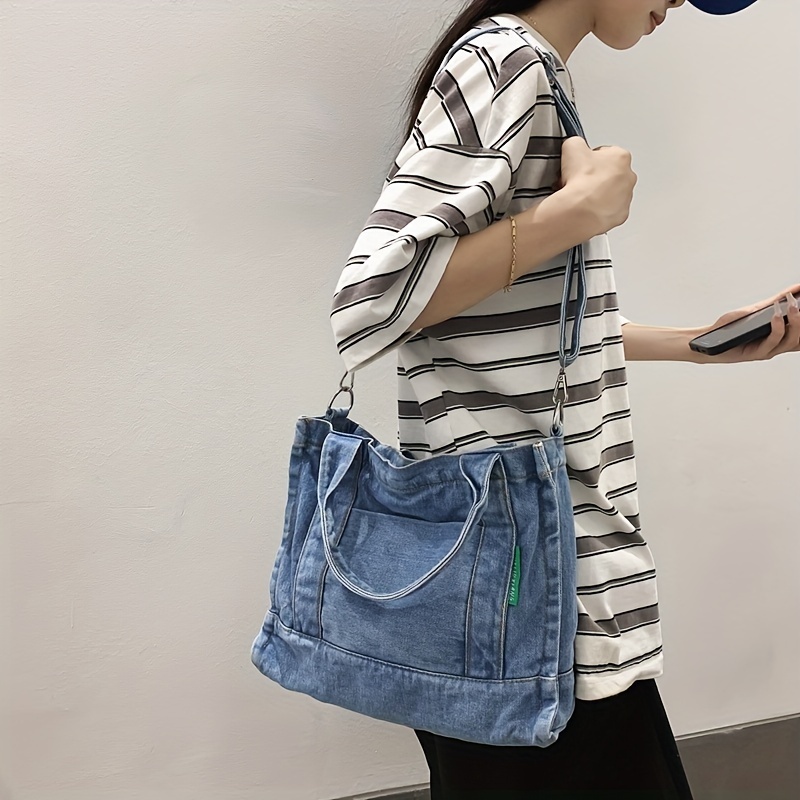 Stylish Denim Hobo Bag, Crossbody Bag For Work & School, Trendy Y2k Armpit  Bag With Multiple Pockets - Temu