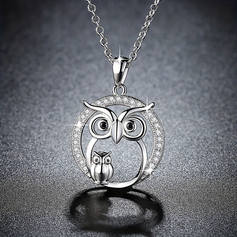 Gorgeous Vintage Silver Owl Pendant Necklace with Floating Charms,Temu