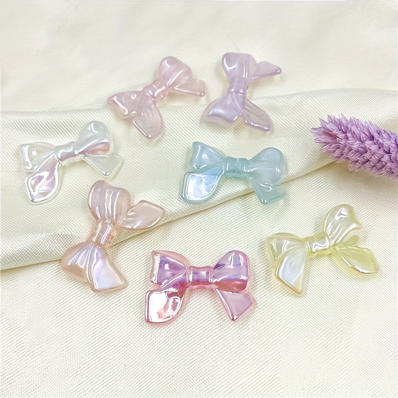Purple Bow Beads, Acrylic Ribbon Bow Beads, Pastel Bow Beads, Purple  Plastic Beads #1473