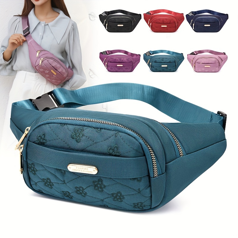 Floral Embroidery Waist Bag, Vintage Pu Leather Crossbody Bag, Stitching  Chest Bag For Women - Temu