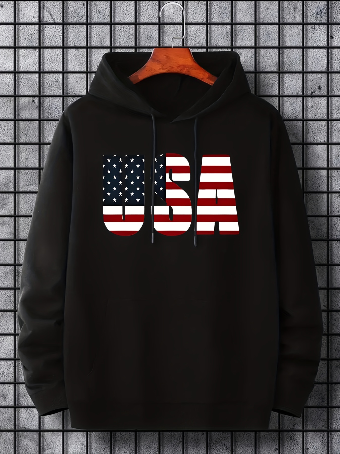 Men's Tracksuit With Us Flag Print Hooded Sweatshirt - Temu