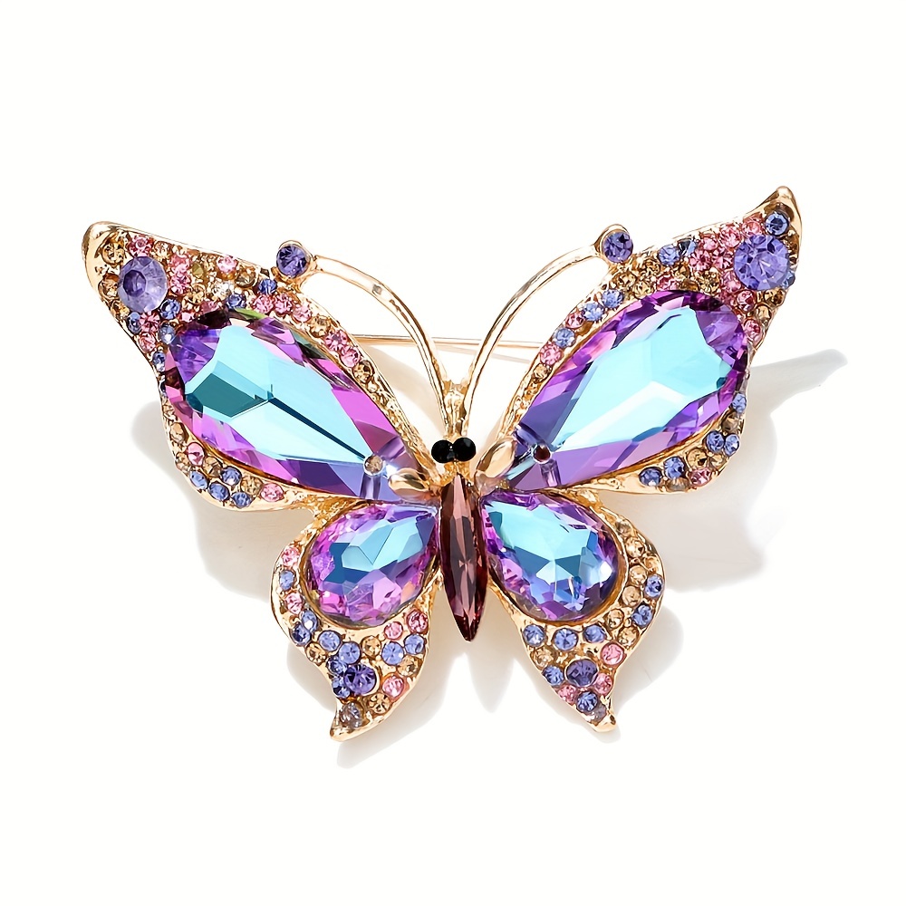 Gold Color Enamel Butterfly Pearl Brooches for Women Shiny