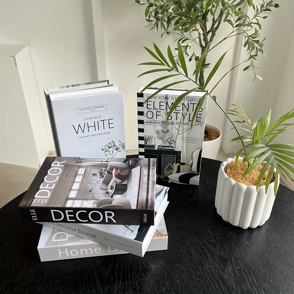 Libros decorativos para el hogar: libro de imitación para decoración de  caja de almacenamiento para mesa de café, juego de 3 libros apilados para