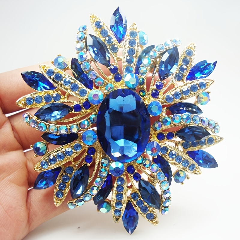 Temu 1pc Retro Medieval French Style Alloy Brooch Rhinestones Inlaid Luxury Pin Brooch Colorful Rhinestone Pins Temperament Corsage Accessories,1PCS