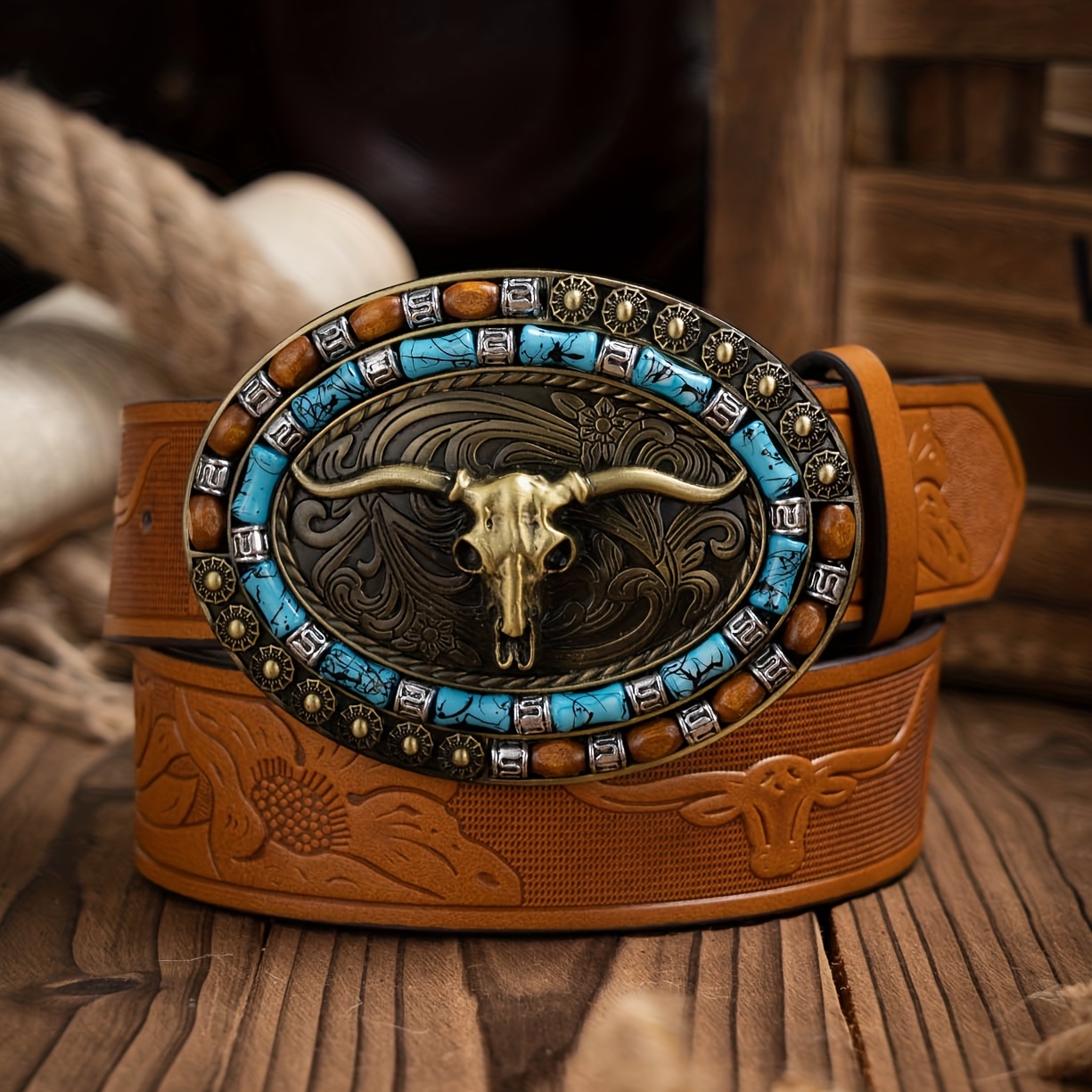 Western Cowboy Retro Horse Buckle Belt, Fashion Casual Business Men's  Embossed Pu Leather Belt - Temu