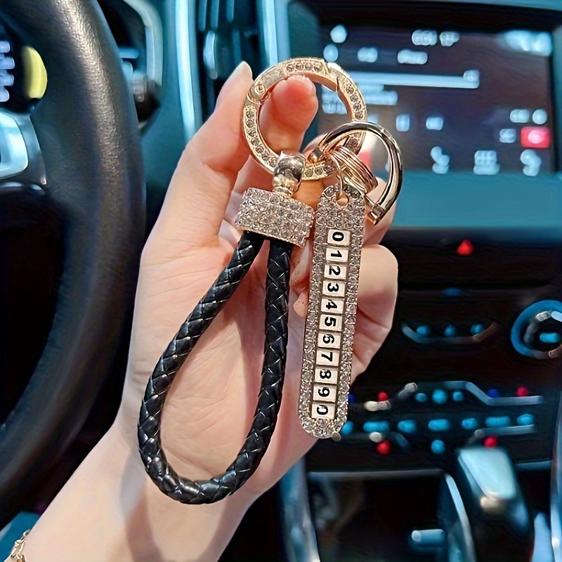 Porte-clés de voiture en simili cuir noir sur