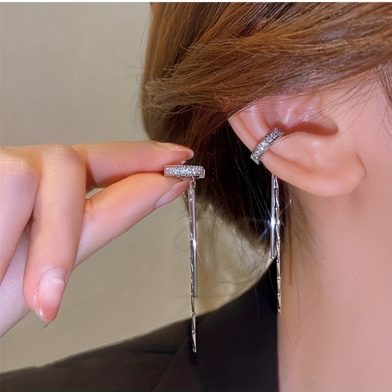 1pc Punk Tassel Leaf Earrings Hot Chain Ear Cuff Earring Women's Fashion  Trendy