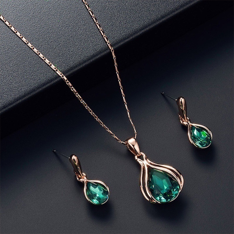 Luxury Square Emerald Green Geometric Earrings & Necklace Set For Women  Bridal Wedding Party Anniversary Gift Jewelry Set - Temu