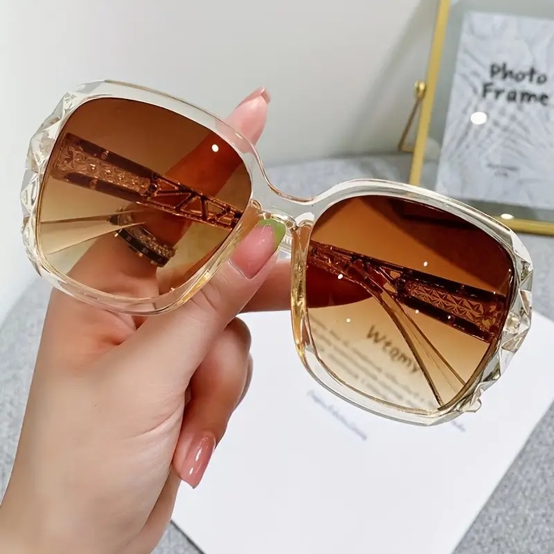 Cat Eye Oversize Rectangle Sunglasses for Women Trendy Irregular Vintage 90s Golf Sunglasses UV400 Protection Eyewear,Temu