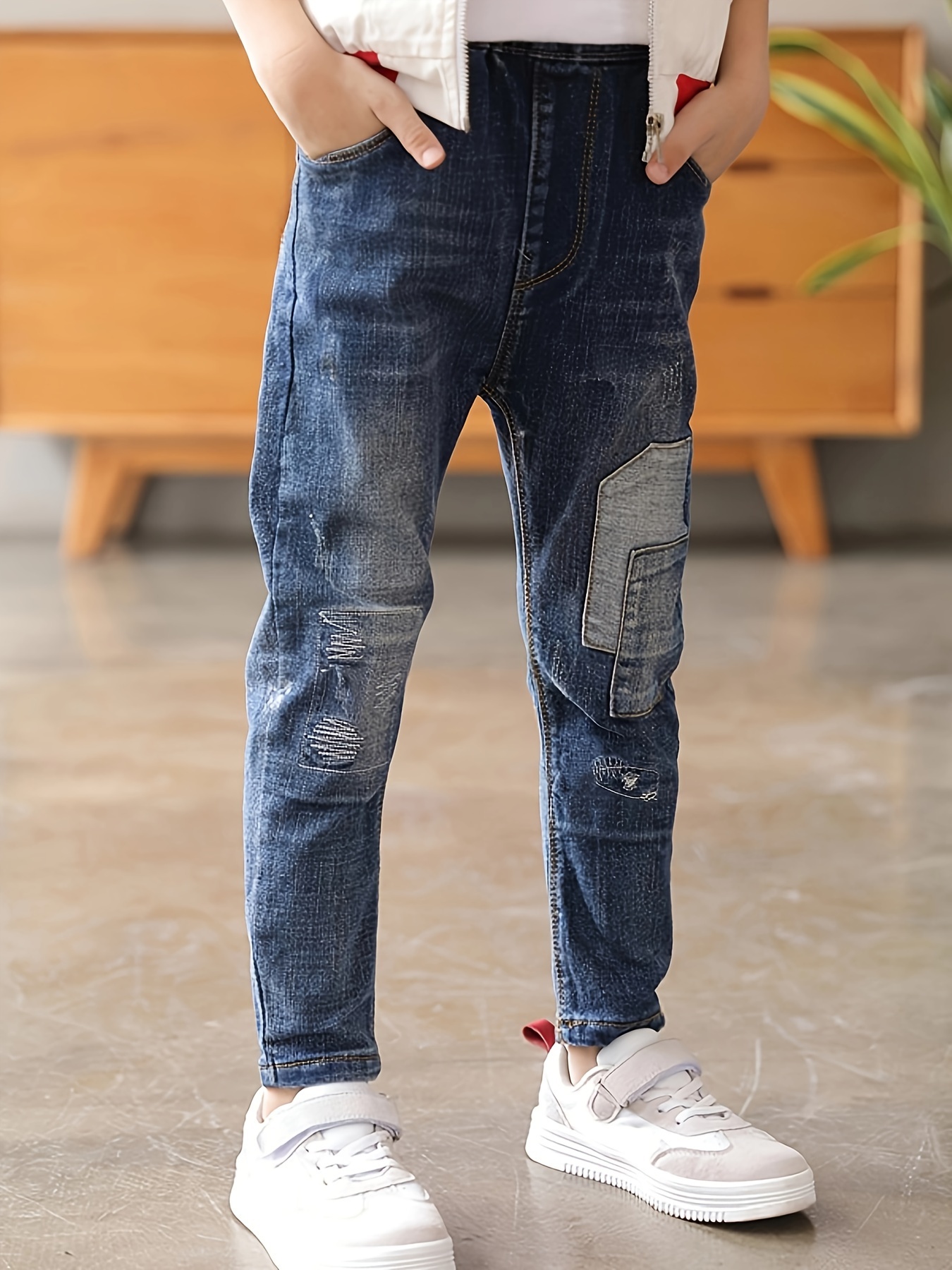 Kid's Trendy Straight Jeans For Cool Boys, Denim Pants With Pockets, Boy's  Clothes For All Seasons
