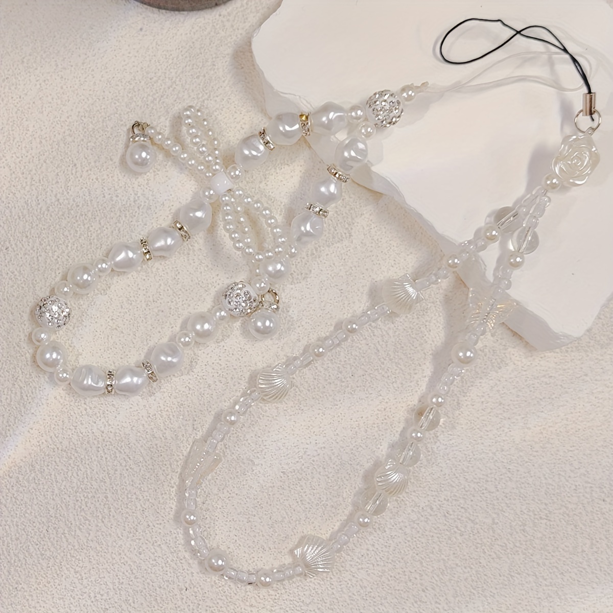 White Special shaped Pearl String With C Letter Phone - Temu