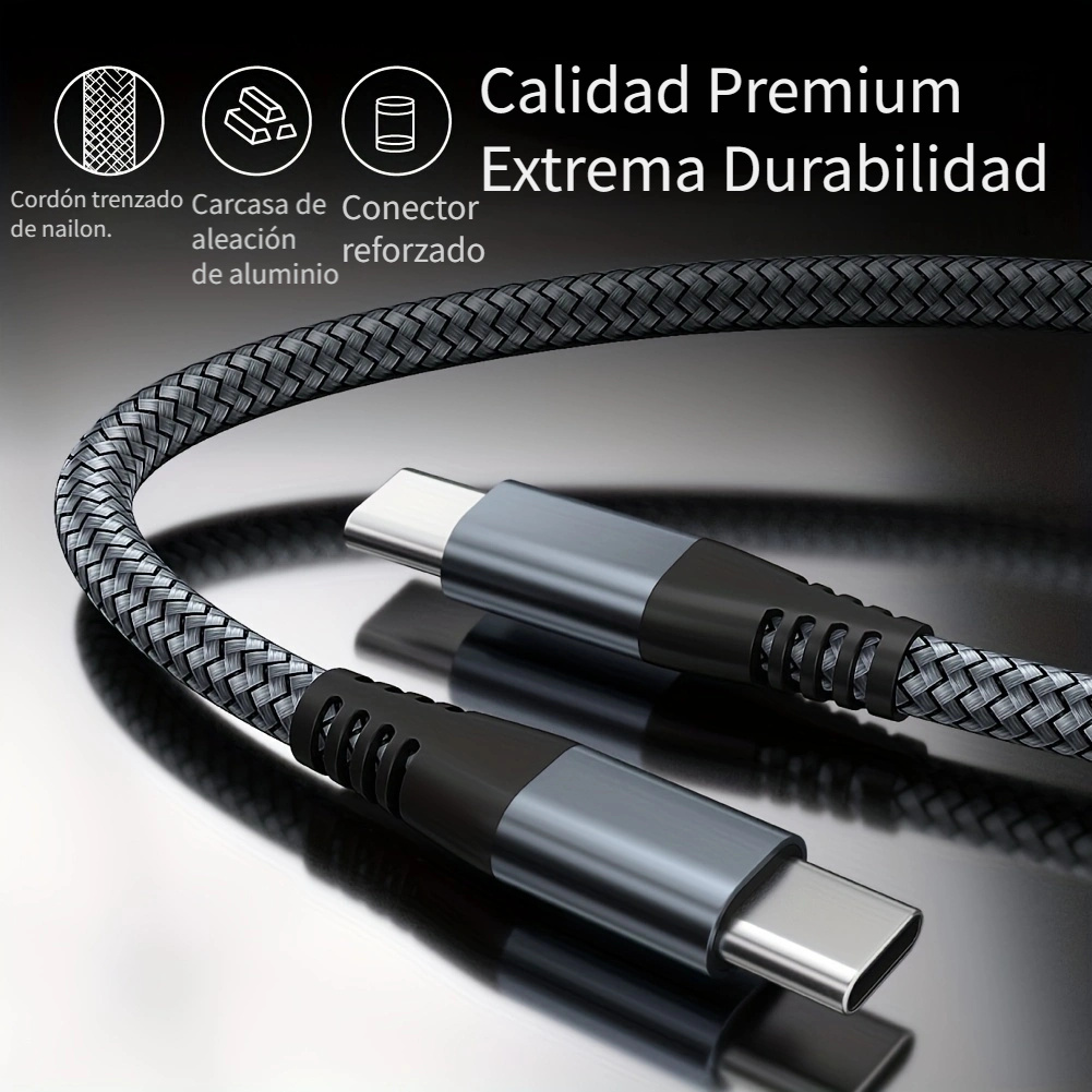 Cable USB C a USB C corto [0.5m], 60w Cargador rápido Tipo C Cable trenzado  Cable de datos compatible con Macbook Air Pro 2021 Pad Air 4 5 Pro 2021  Samsung G