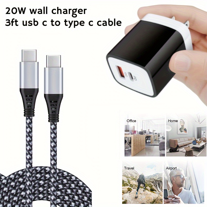 Plugable Extensor de toma de pared con 1 USB-C y 1 USB, bloque de cargador  USB C de 32 W, cargador rápido USBC para iPhone 13/14, viajes, hogar