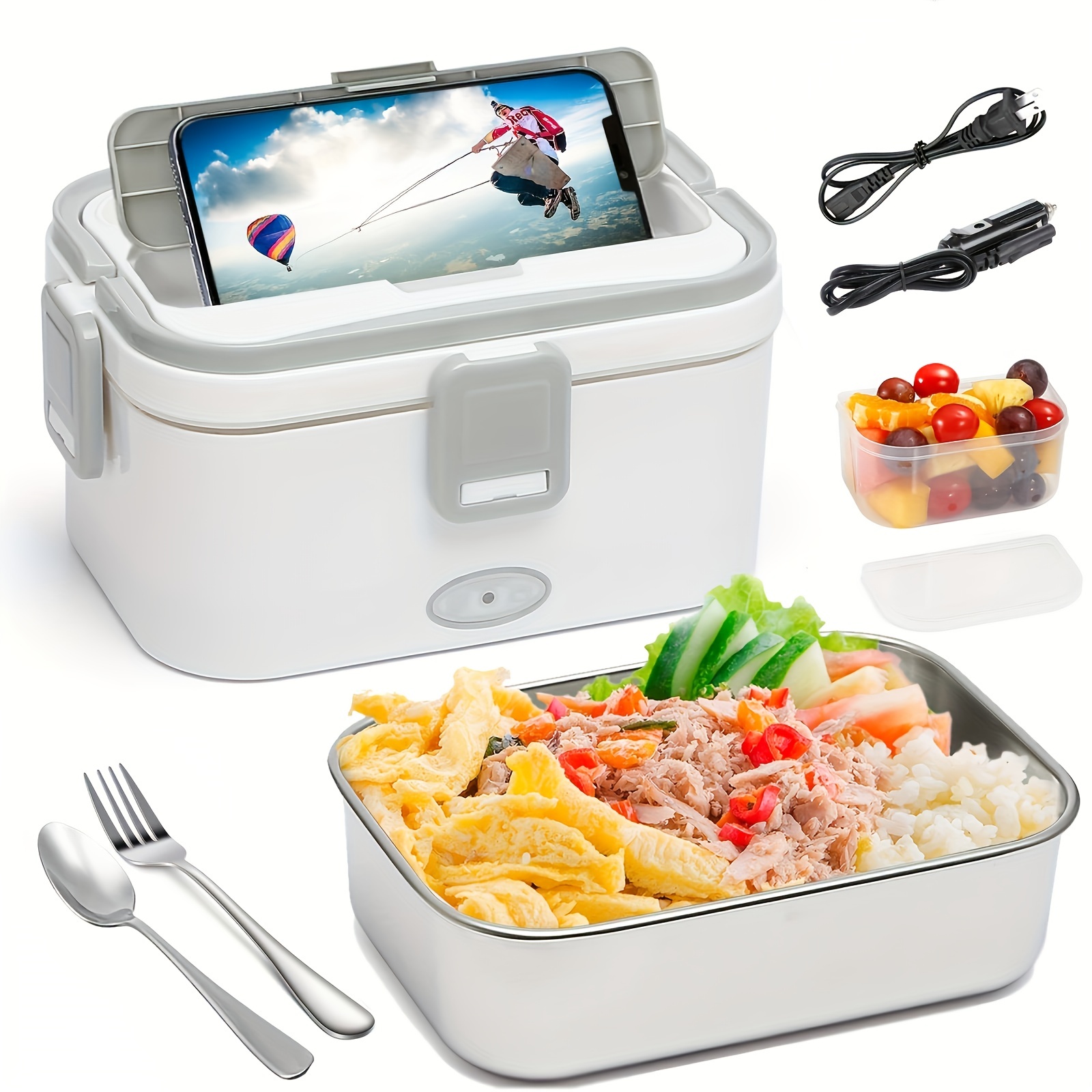 Electric Lunch Box, Food Heater, 60W High-Power Food Warmer, 12V 24V 110V 3  In1 Portable Microwave for Car and Home, with Detachable 304 Stainless  Steel Contai - China 60W Electric Lunch Box