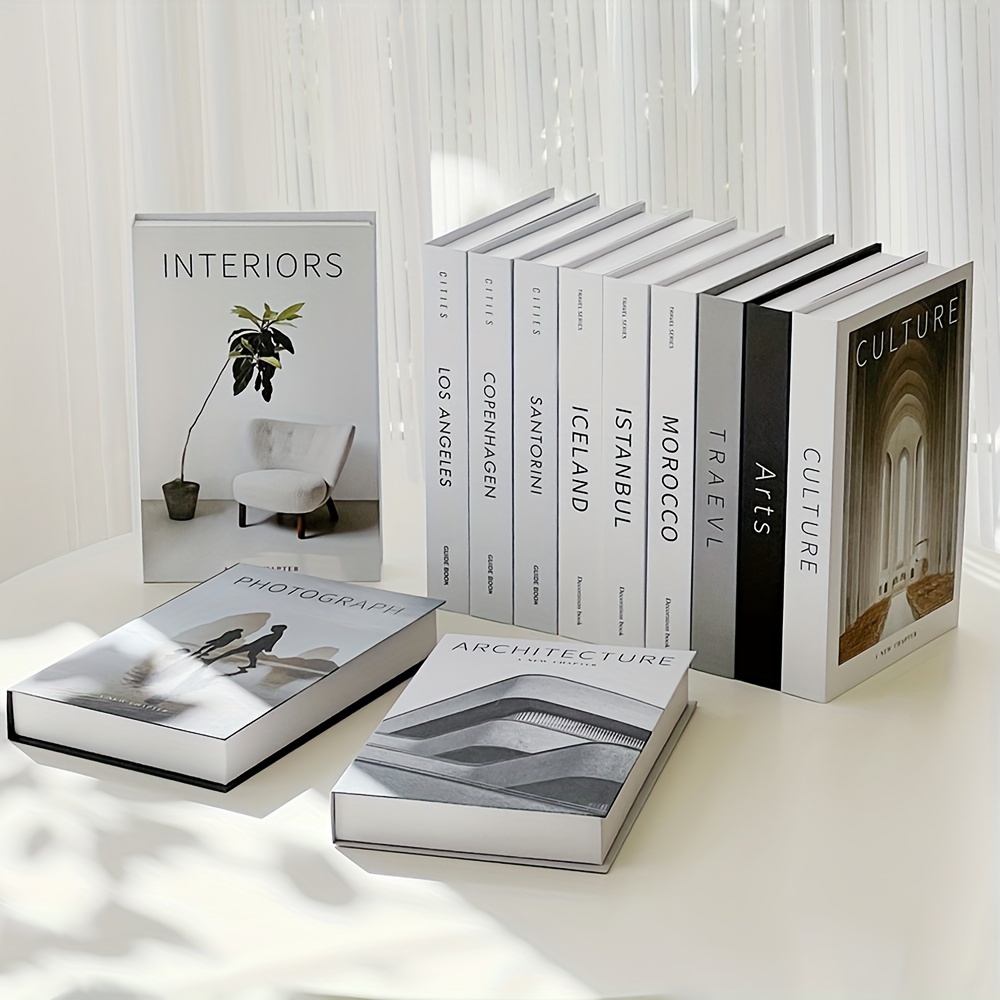 3 libros decorativos para decoración del hogar con páginas en blanco,  libros de mesa de café, decoración en blanco y negro, libros falsos, juego  de