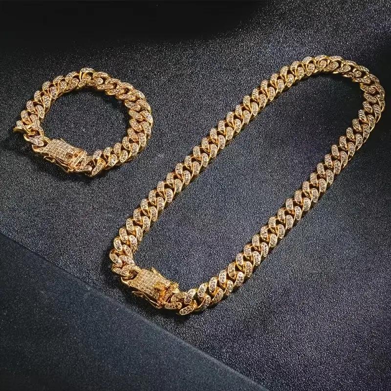 14mm Enamel Cuban Link Necklace Chain Orange