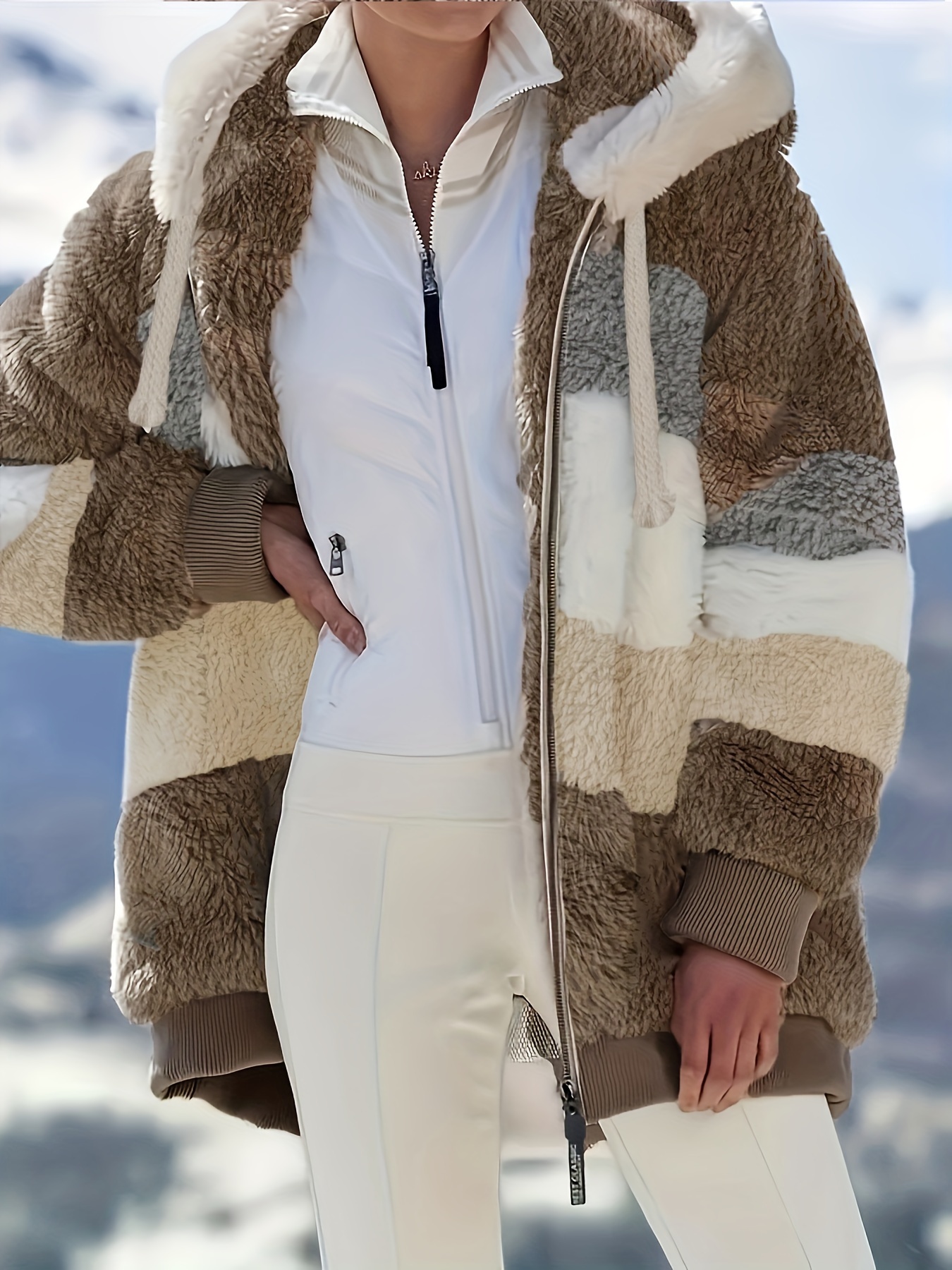 Abrigos cálidos de invierno para mujer, con forro polar, parkas, Anoraks,  chaquetas con capucha y cordón en la cintura con bolsillos