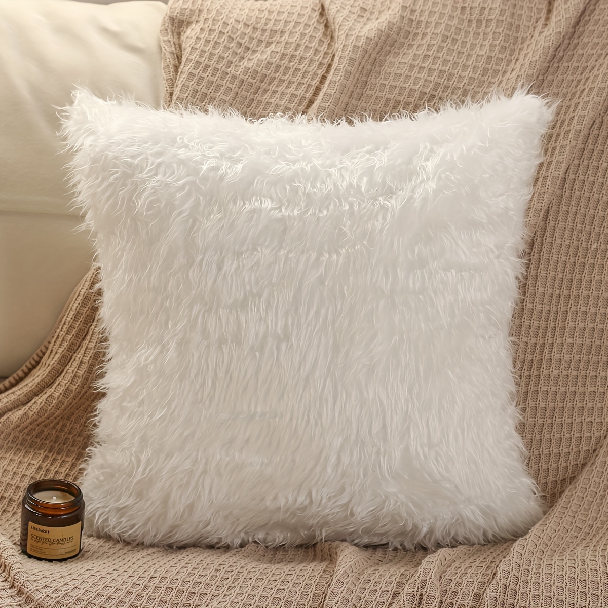 Faux Fur Pillow Cover, Faux Fur Throw Pillow, off White Faux Fur Pillow  Cover, White Pillow Cushions,fur Pillow,fluffy Pillow Case 