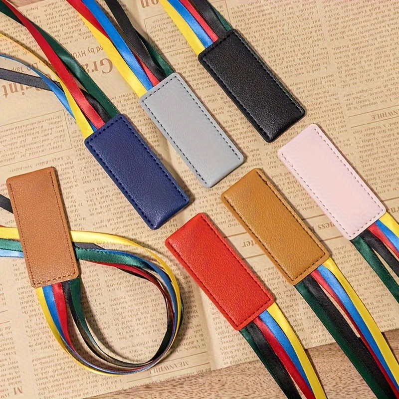 3 Pieces Bible Ribbon Bookmark Ribbon Markers Artificial Leather Bookmark  with Colorful Ribbons for Books (Bright Colors)
