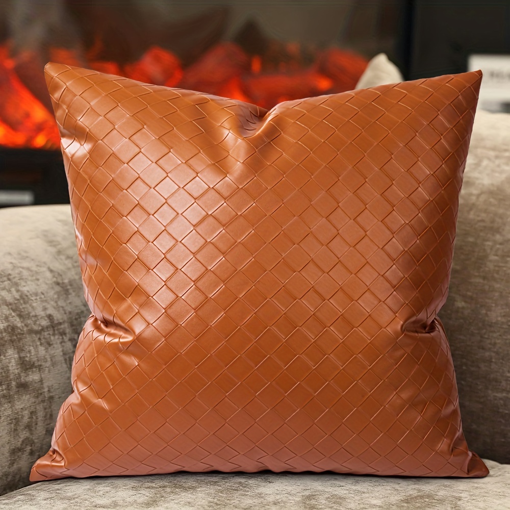 Orange leather clearance pillow