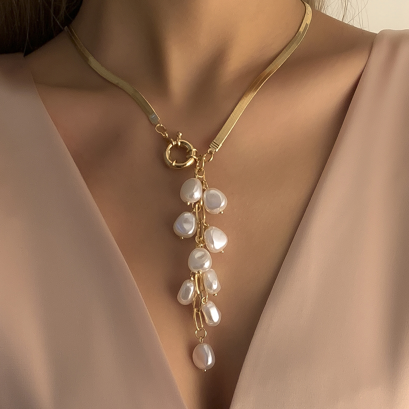 Faux Pearl Decor Necklace Elegant Short Clavicle Chain Necklace All Match  Jewelry Accessories For Women Girls