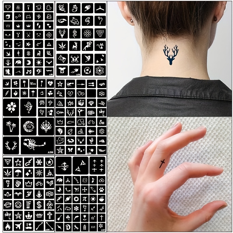 Temporary Tattoo Stencils Booklet Set with 30pcs Different Reusable Stencil  Designs