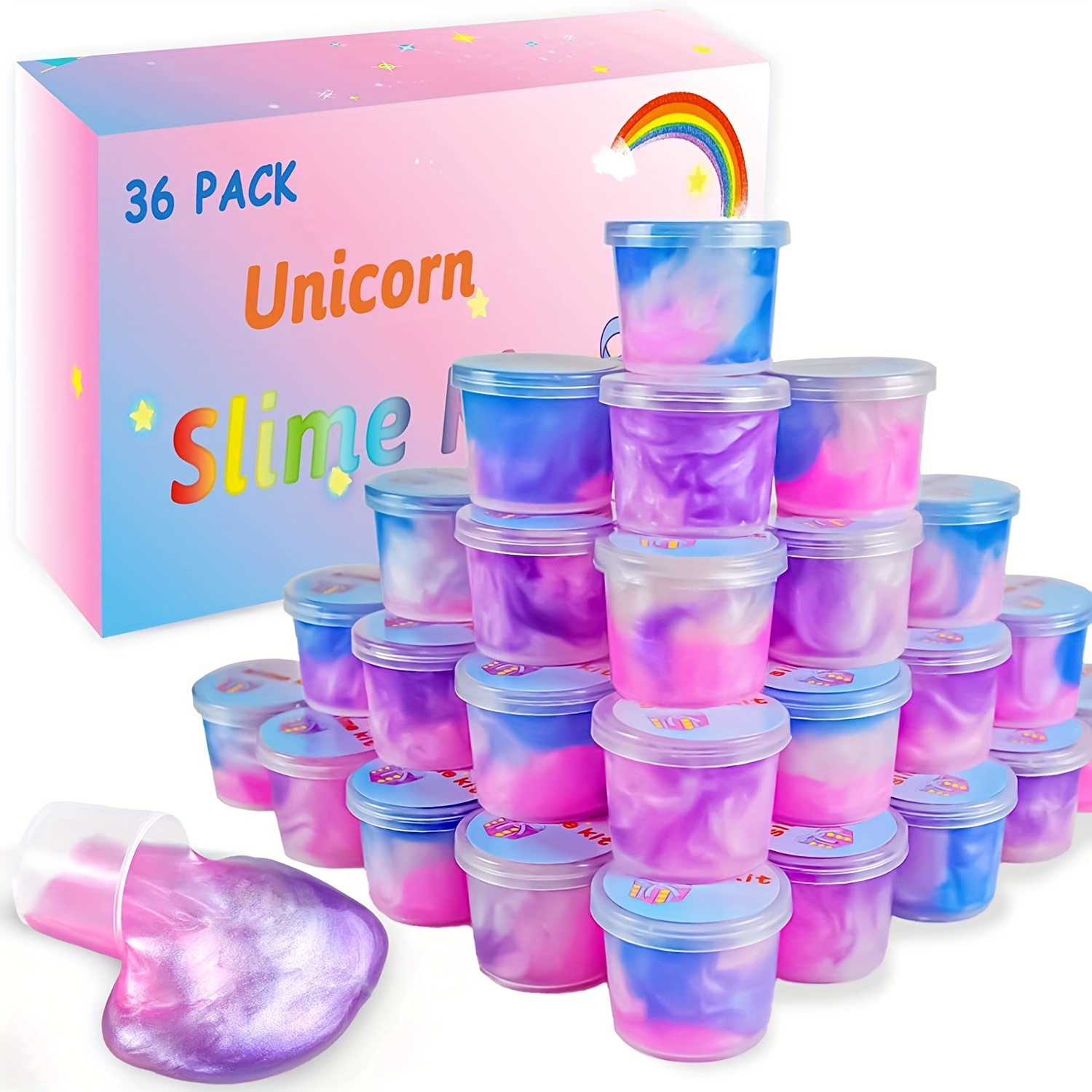 Paquete de 68 piezas de slime de galaxia, mini regalos de fiesta de slime  para niños, juguetes de alivio del estrés a granel para niñas y niños,  suave