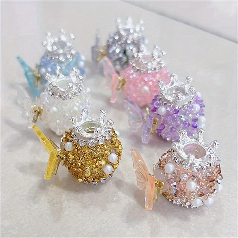 TEMU 6pcs/set Multicolor 21mm Heavy-duty Crown Beaded Chain Decorative Beads, 3d Floral Ball Design With Sparkle Sugar Texture And Inlay For Diy