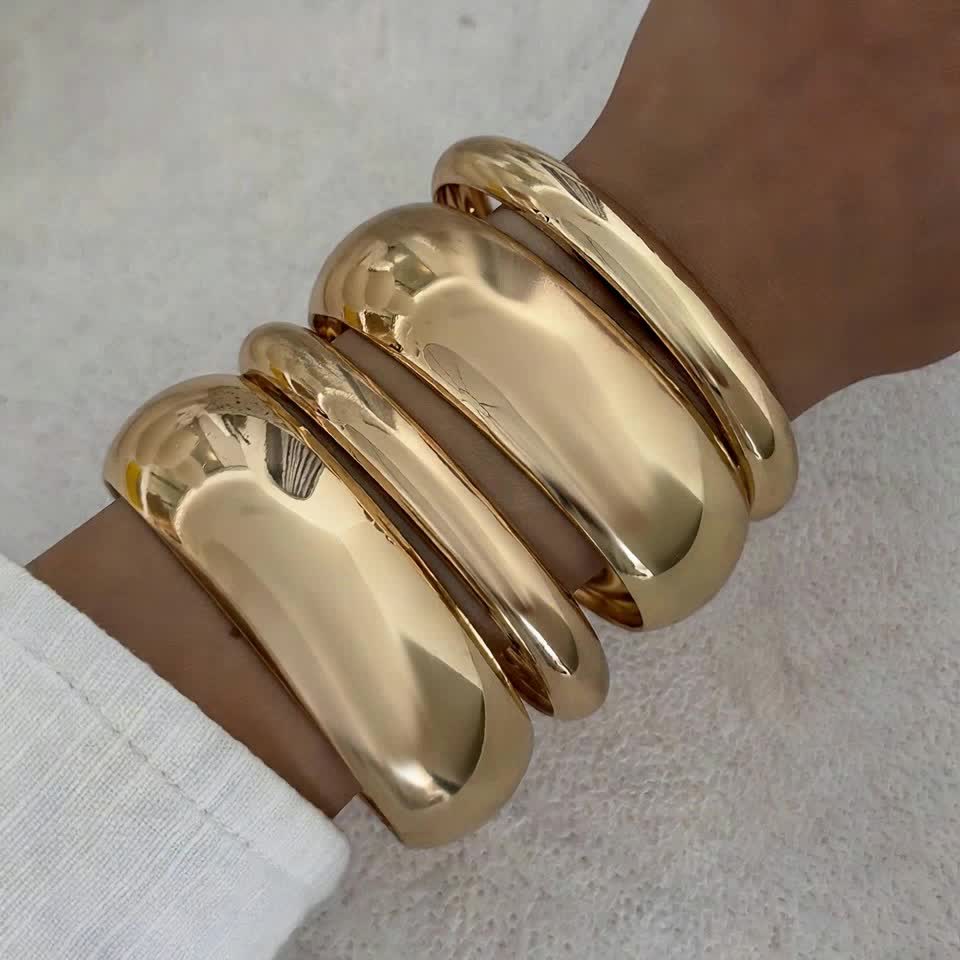 Festive Minimalist Chunky Bracelet Set, 3pc