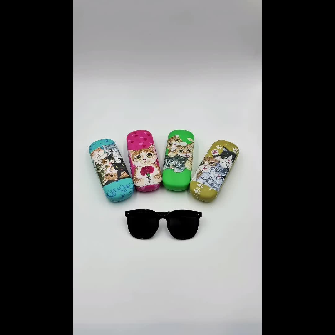 Cute Cat Print Glasses Case, Portable Storage Box