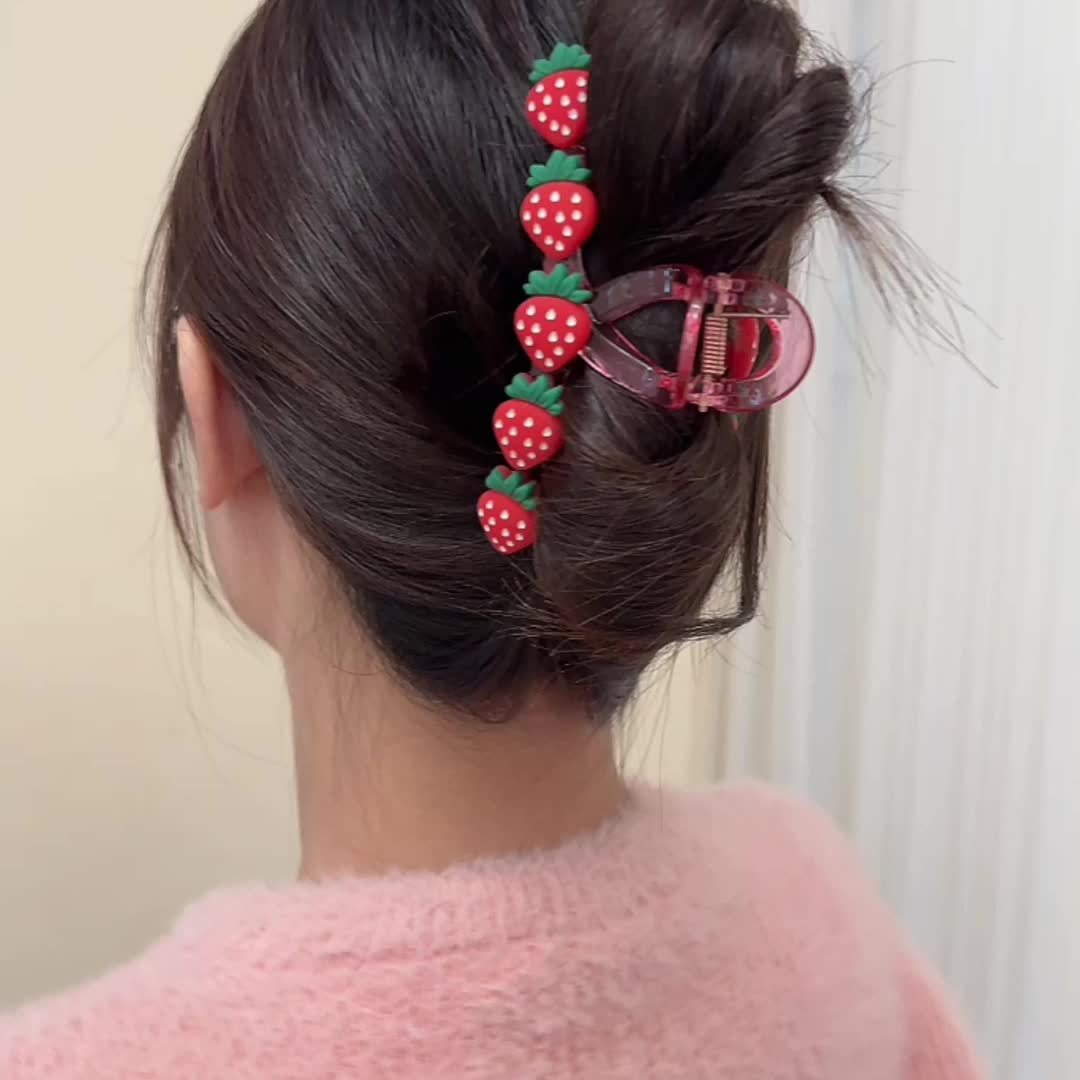 Cute Cherry Hair Claw Rabbit Cat Girls Hair Wear Resin Hair Clip Women Hair  Accessories Hairpin Cherry Hair Claw Children Head Wear F 